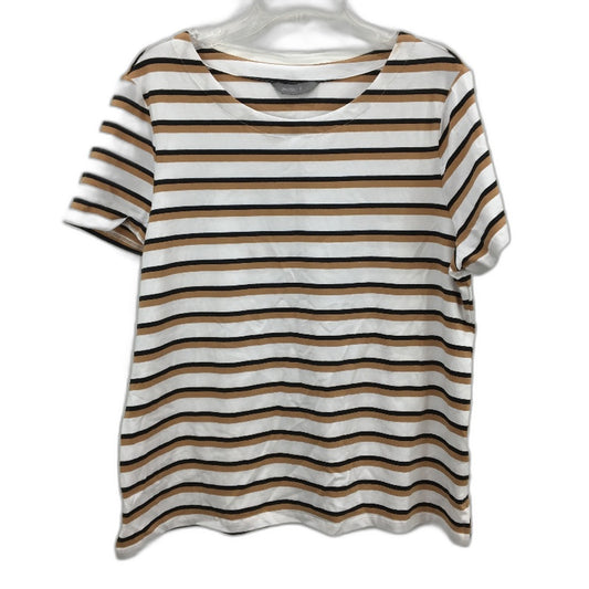 Jacqui E Tan Black White Stripe Cotton Blend Classic T-Shirt Ladies Size XL