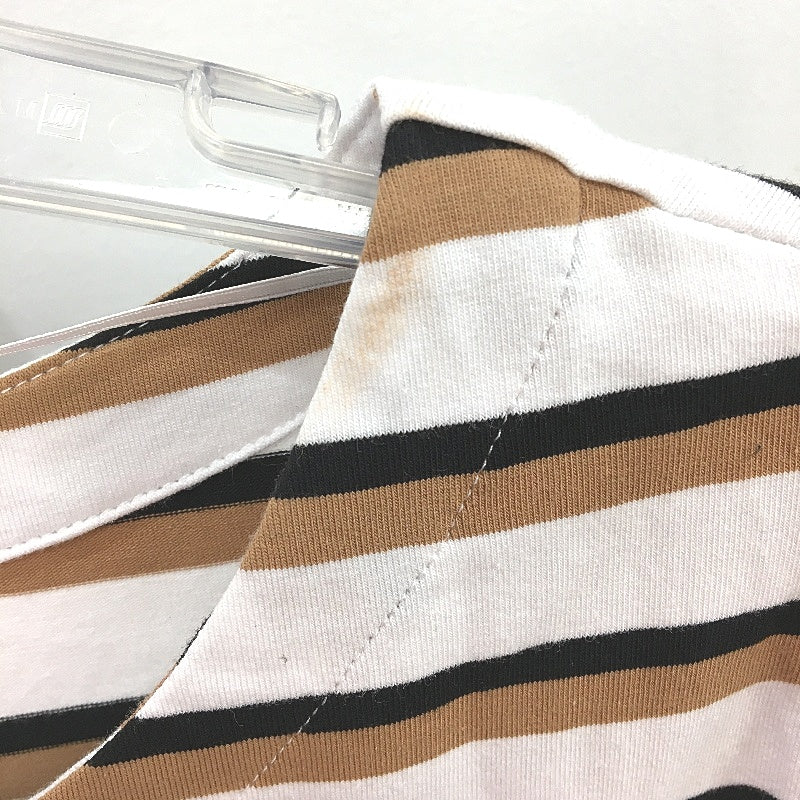 Jacqui E Tan Black White Stripe Cotton Blend Classic T-Shirt Ladies Size XL