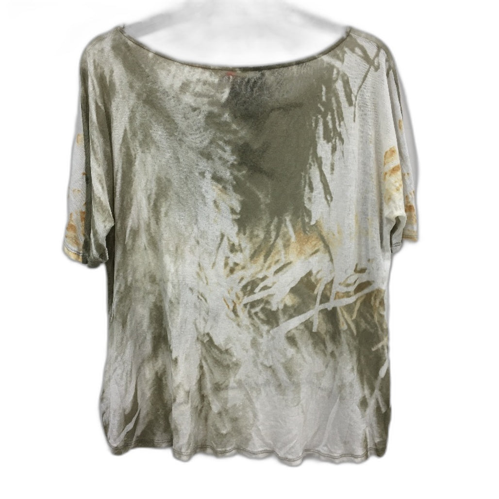 Sass & Bide 100% Cotton Olive Green Tie Dye Sheer Light T-Shirt Ladies Size L