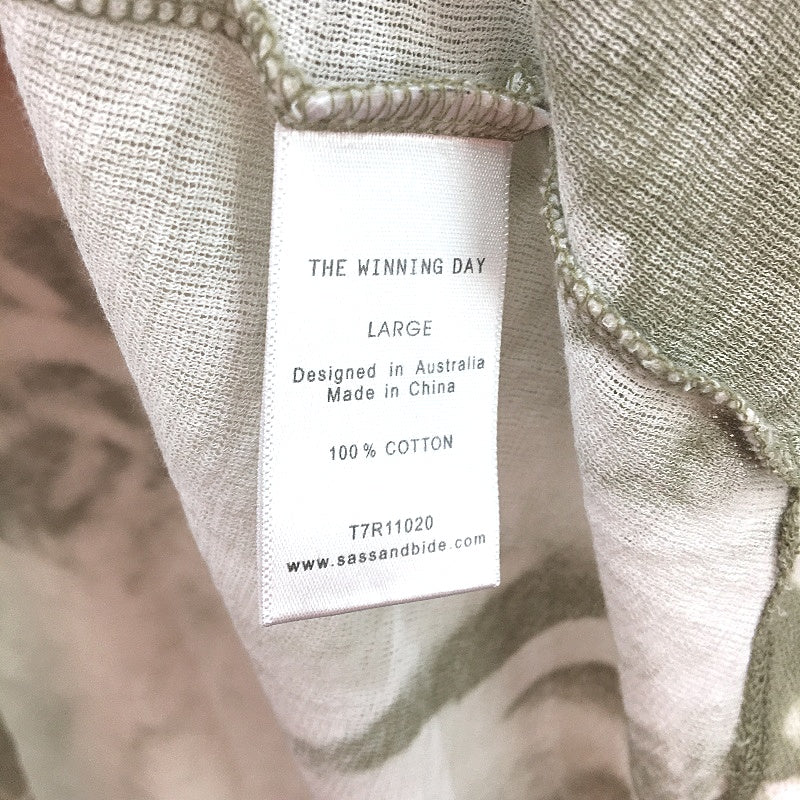 Sass & Bide 100% Cotton Olive Green Tie Dye Sheer Light T-Shirt Ladies Size L