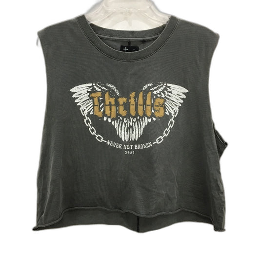 Thrills Byron Bay Design 100% Cotton Fade Grey Sleeveless T-Shirt Ladies Size 14