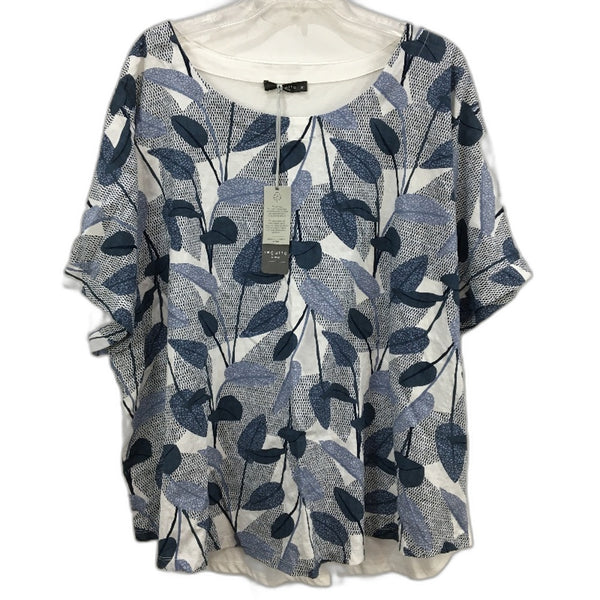 Regatta Curve Organic Cotton White With Blue Leaf Pattern Top Ladies Size 20 NEW