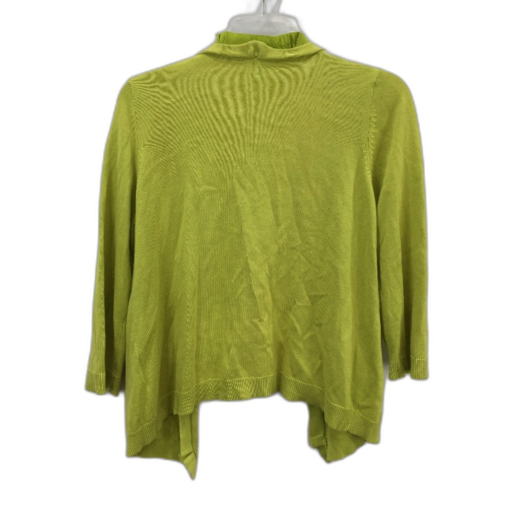 Blue Illusion Lime Green Cotton Blend Knit Style Open Cardigan Ladies Size M
