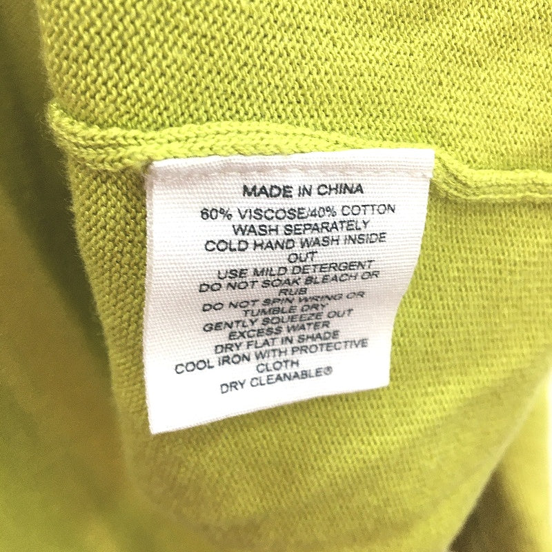 Blue Illusion Lime Green Cotton Blend Knit Style Open Cardigan Ladies Size M