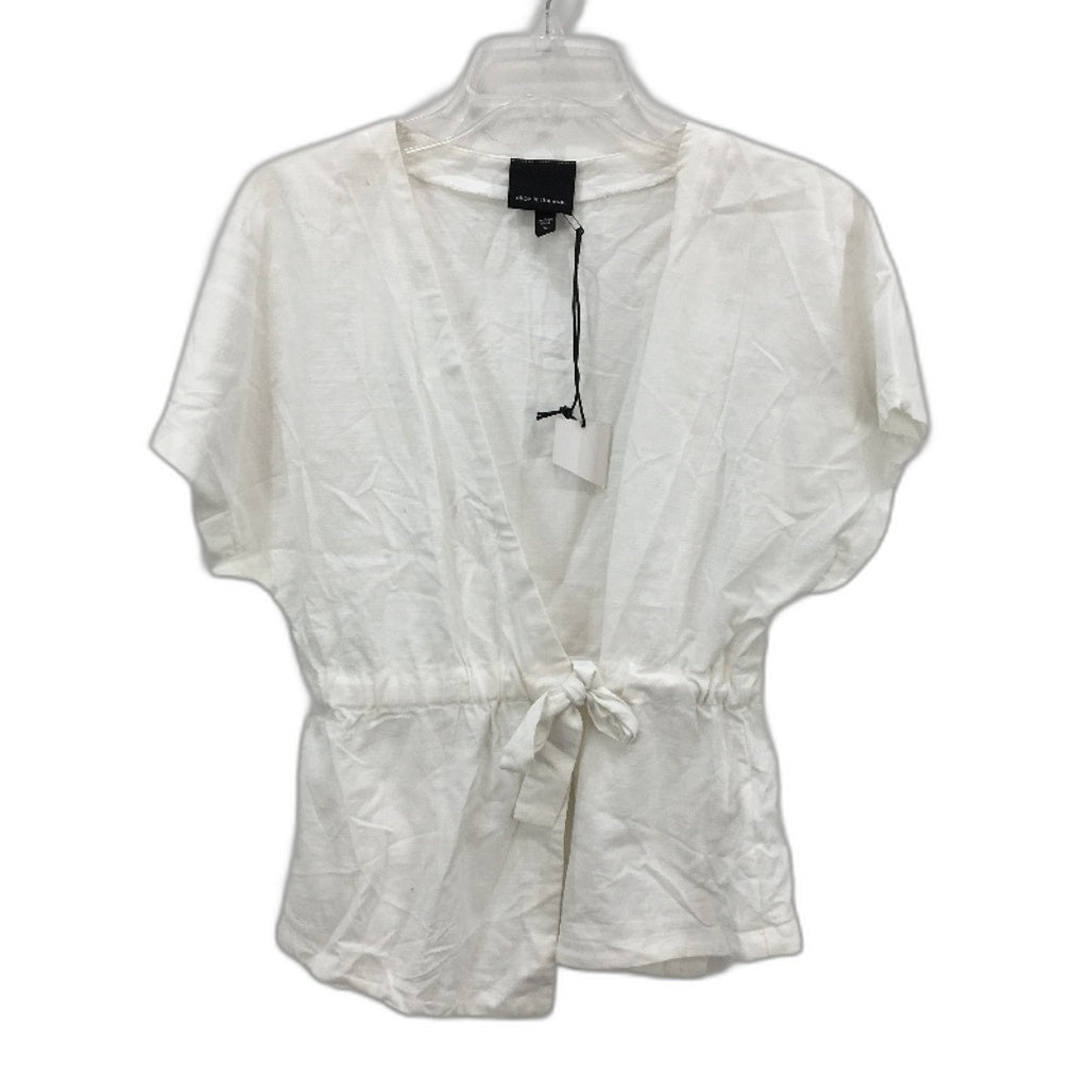 Alice In The Eve White Billie Linen Blend Kimono Tie Up Top Ladies Size S NEW