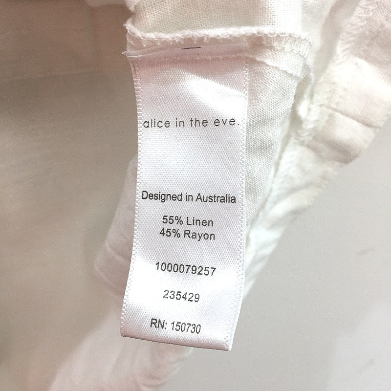 Alice In The Eve White Billie Linen Blend Kimono Tie Up Top Ladies Size S NEW