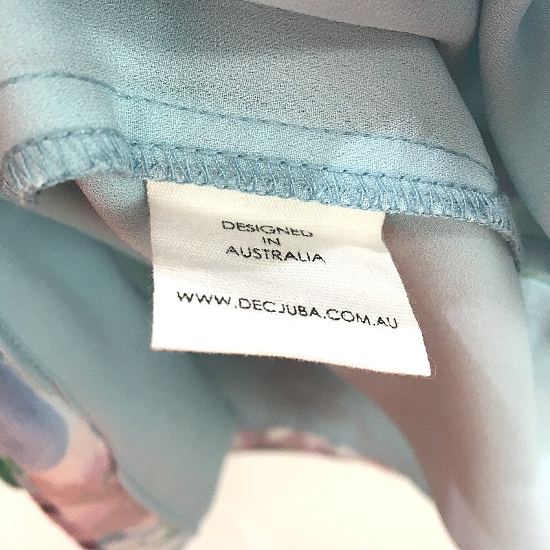 Decjuba Blue & Floral Singlet Style Fully Lined Flowy Summer Top Ladies Size 10