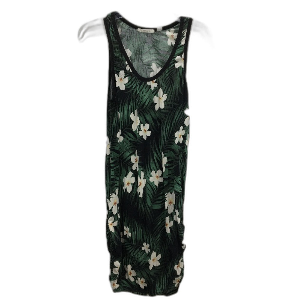 Country Road Black With Green Leaf & White Flowers Singlet Dress Ladies Size S