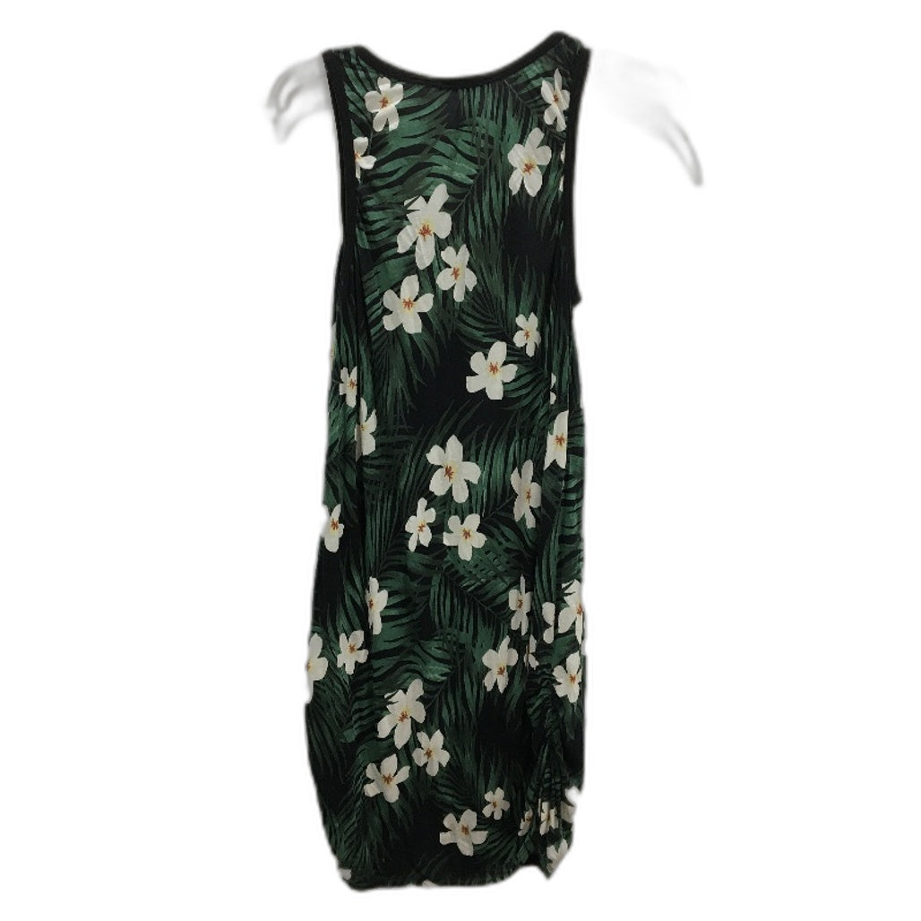 Country Road Black With Green Leaf & White Flowers Singlet Dress Ladies Size S