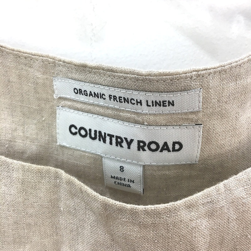 Country Road Natural Beige Organic French Linen Singlet Top Ladies Size 8
