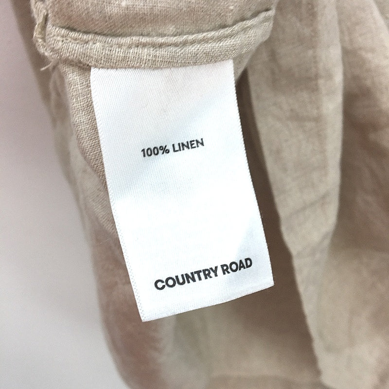 Country Road Natural Beige Organic French Linen Singlet Top Ladies Size 8