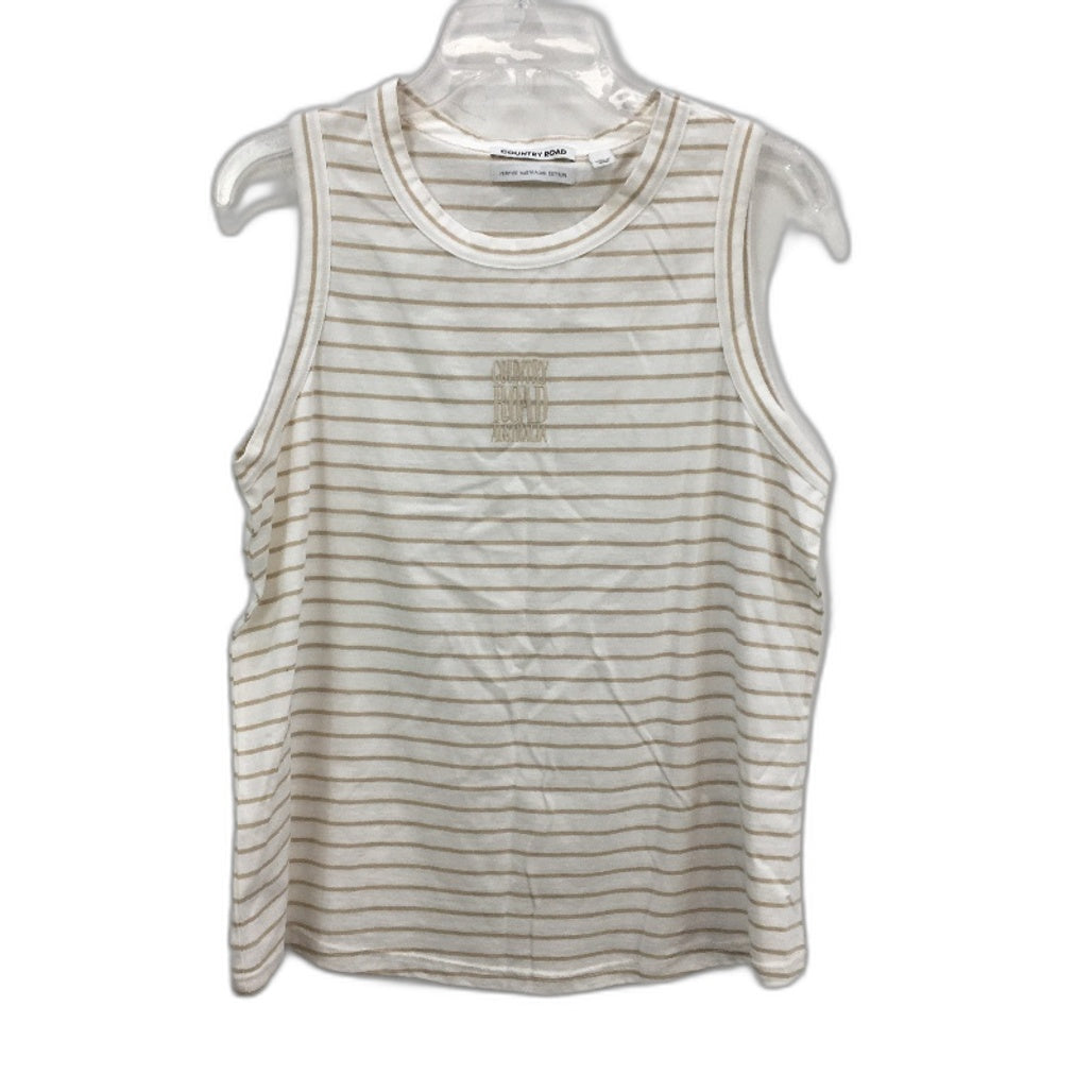 Country Road 100% Australian Cotton Cream & Tan Stripe Singlet Top Ladies Size M