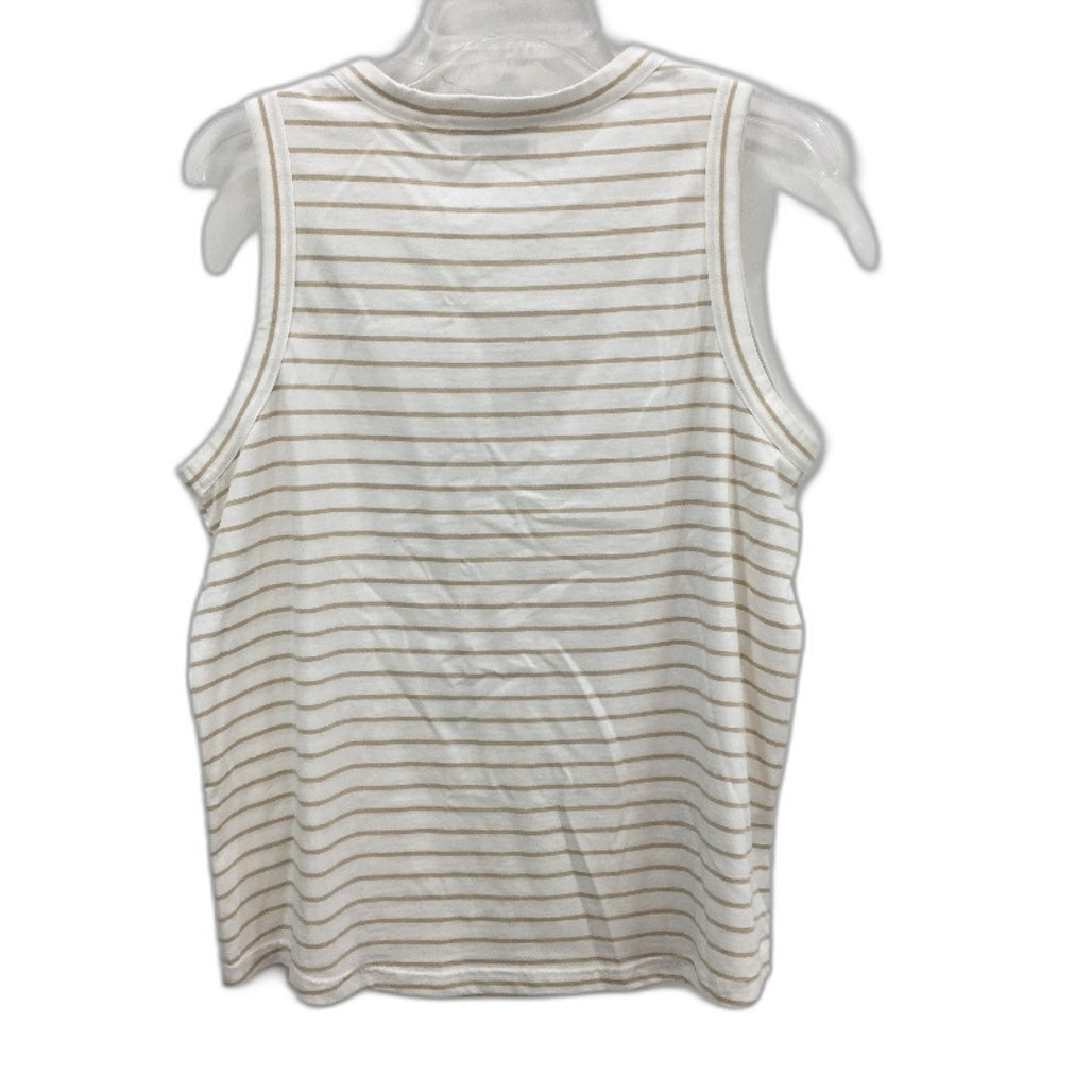 Country Road 100% Australian Cotton Cream & Tan Stripe Singlet Top Ladies Size M