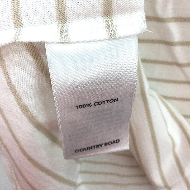 Country Road 100% Australian Cotton Cream & Tan Stripe Singlet Top Ladies Size M