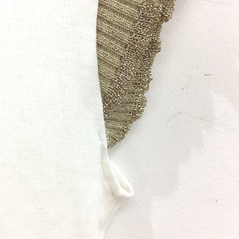 Zara Cream Ribbed Gold Knit Shoulders Sleeveless Slim Fit Top Ladies Size M