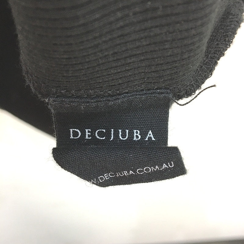 Decjuba Black Stretch Ribbed Ruffled Edged Shoulders Top Ladies Size Large