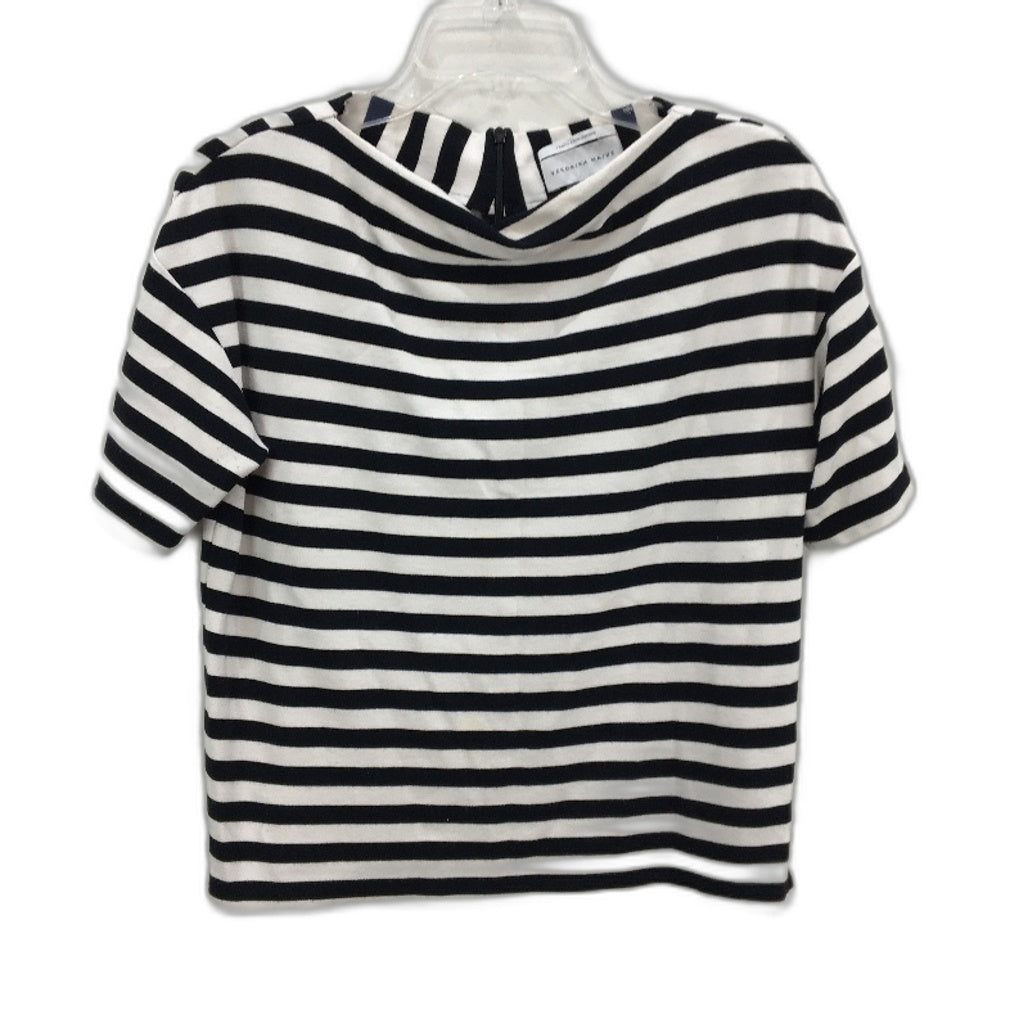 Veronika Maine Black & White Striped Straight Neck T-Shirt Top Ladies Size Small