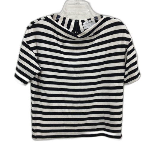 Veronika Maine Black & White Striped Straight Neck T-Shirt Top Ladies Size Small