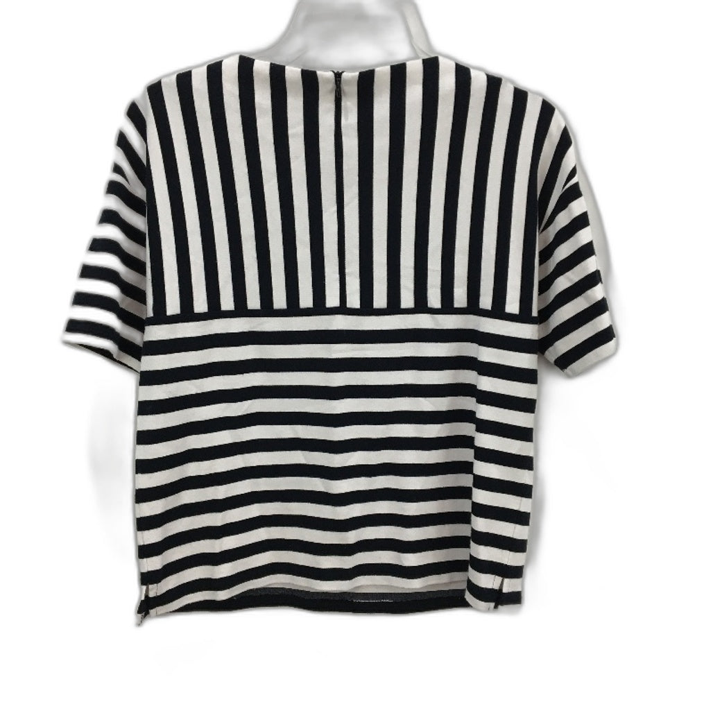 Veronika Maine Black & White Striped Straight Neck T-Shirt Top Ladies Size Small