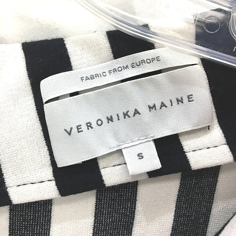 Veronika Maine Black & White Striped Straight Neck T-Shirt Top Ladies Size Small