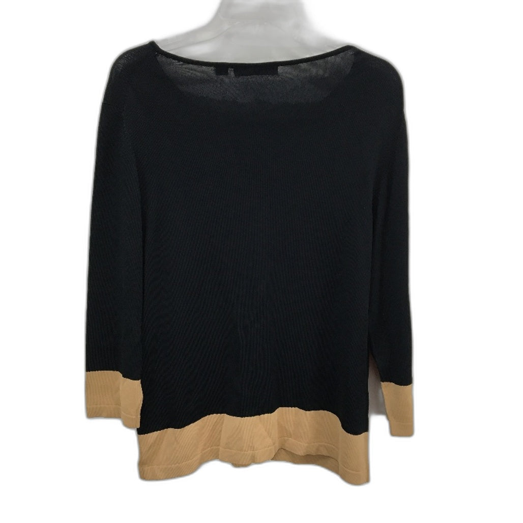 Perri Cutten Black & Tan 3/4 Sleeve Stretch Viscose Spandex Top Ladies Size XL