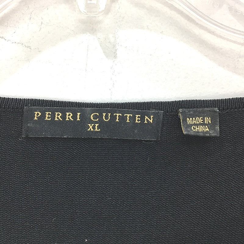 Perri Cutten Black & Tan 3/4 Sleeve Stretch Viscose Spandex Top Ladies Size XL