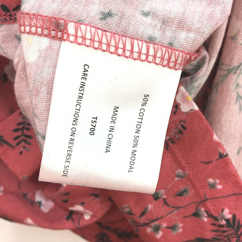 Laura Ashley Pink Floral Cotton Modal Long Sleeve Tie Neck Top Ladies Size XS