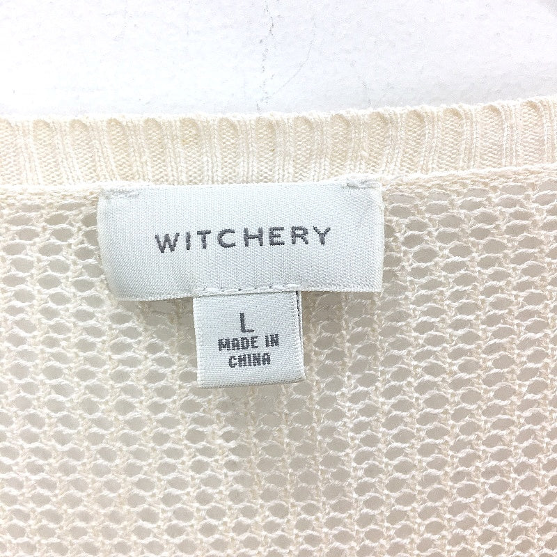 Witchery Yellow & Cream Linen Viscose Knit Style Lightweight Top Ladies Size L
