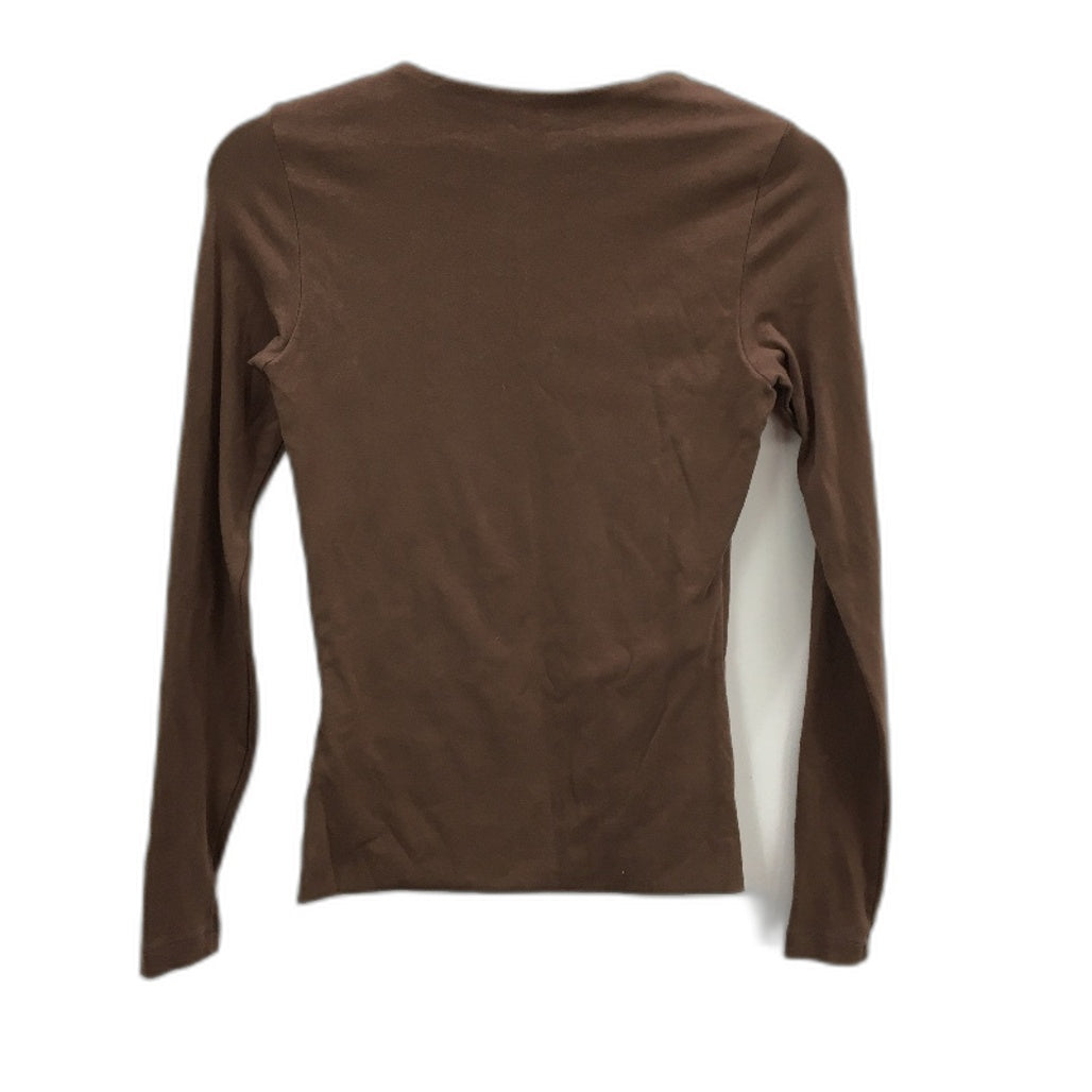 Kookai Cocolate Brown Cotton Round Neck Long Sleeve T-Shirt Top Ladies Size S