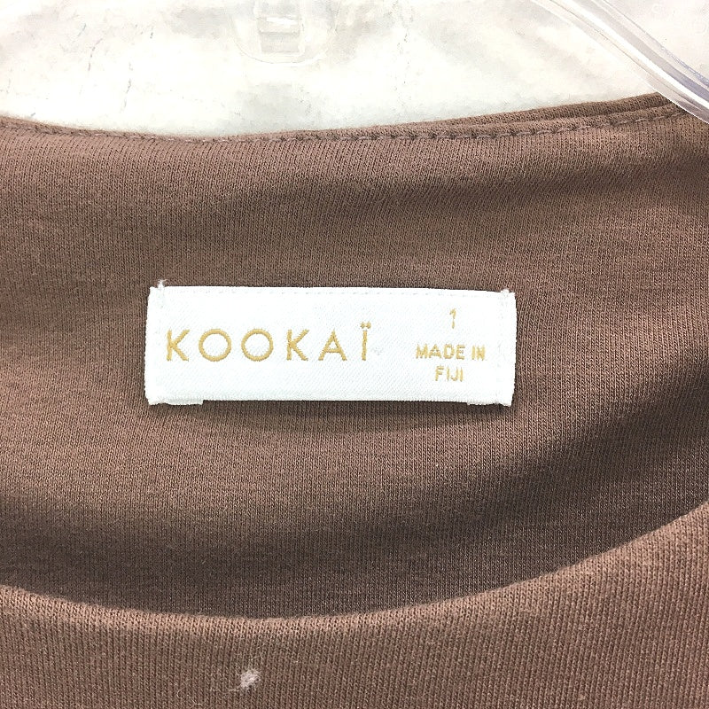 Kookai Cocolate Brown Cotton Round Neck Long Sleeve T-Shirt Top Ladies Size S