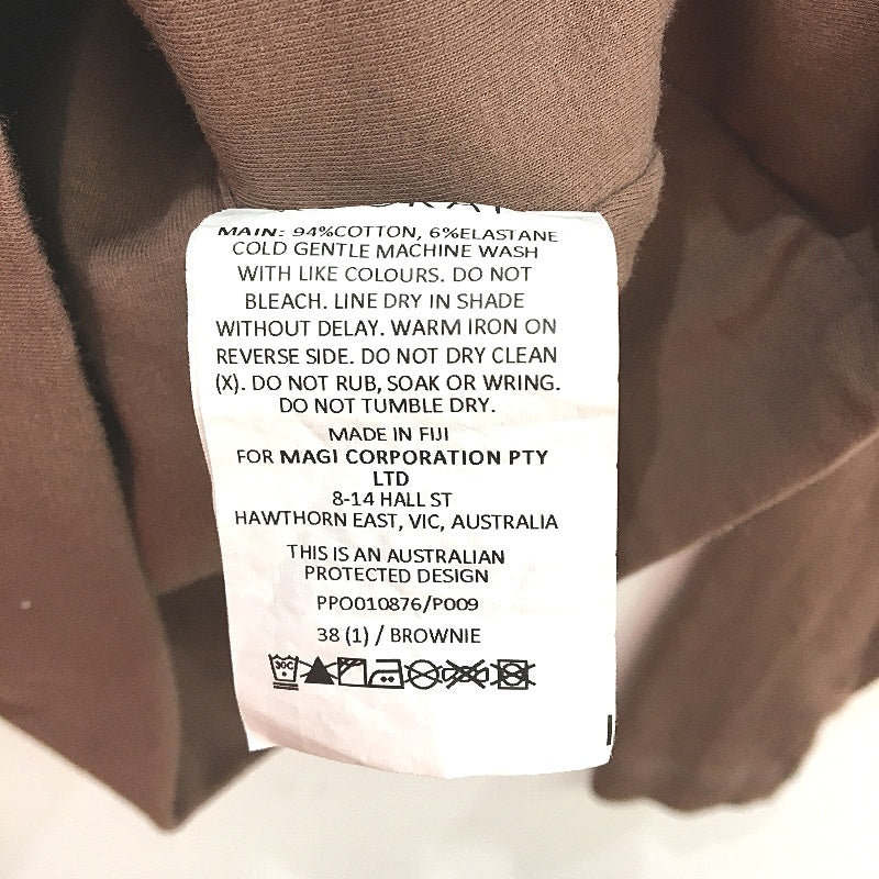 Kookai Cocolate Brown Cotton Round Neck Long Sleeve T-Shirt Top Ladies Size S