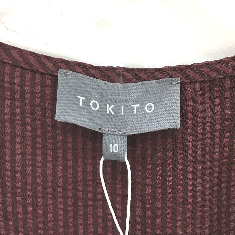 Tokito Burgundy Wine Long Sleeve Lace Cuff Shirt Blouse Ladies Size 10 NEW