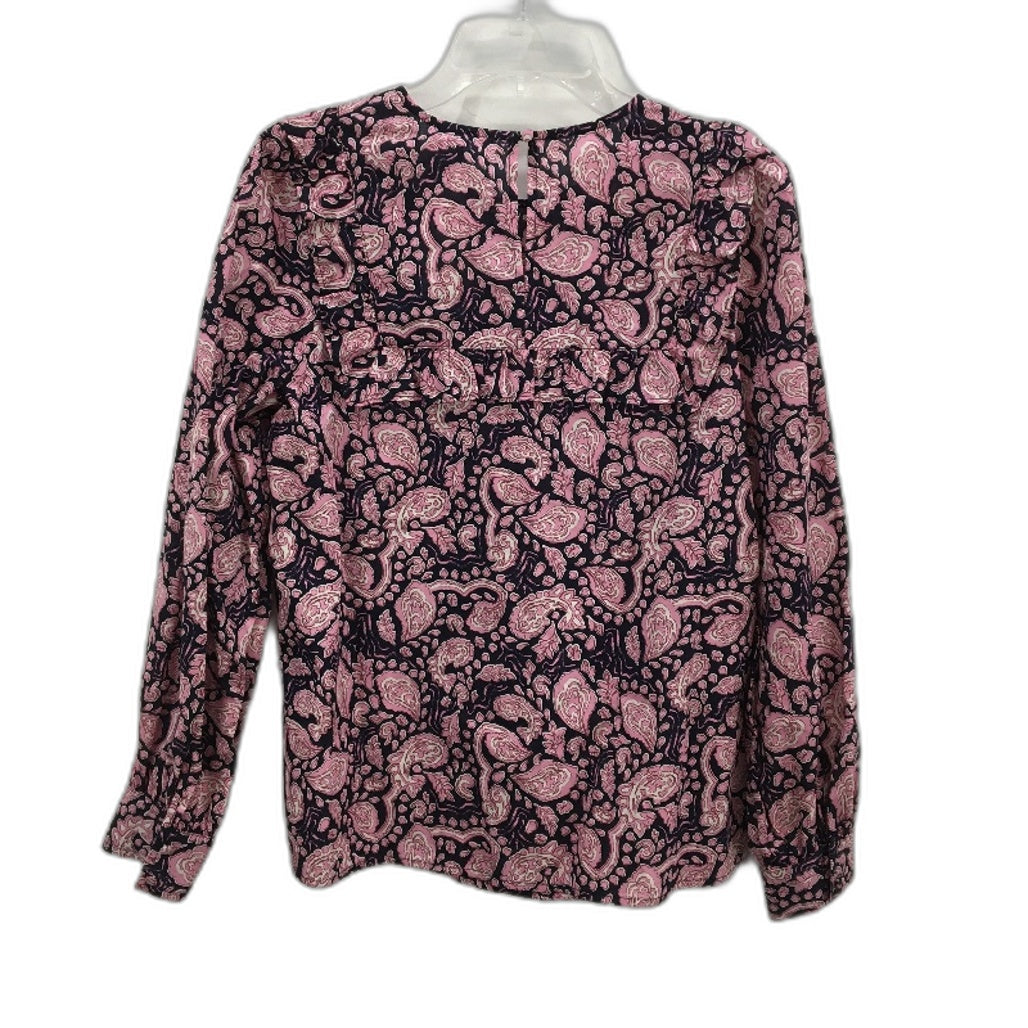 GRAB Denim Pink Floral Long Sleeve Organic Cotton Smock Shirt Ladies Size 8 NEW