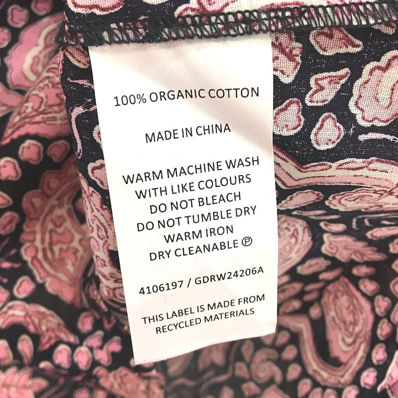 GRAB Denim Pink Floral Long Sleeve Organic Cotton Smock Shirt Ladies Size 8 NEW