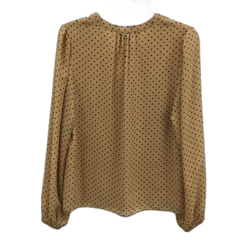 Tokito Camel Poker Dot Button Up Elastic Cuff Blouse Ladies Size 10 NEW