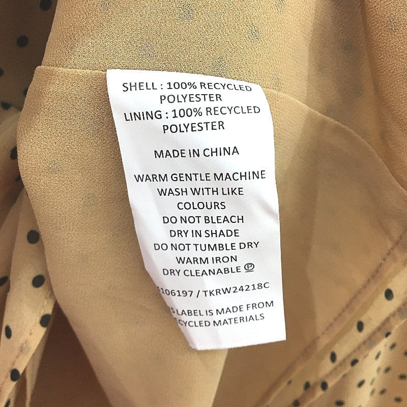 Tokito Camel Poker Dot Button Up Elastic Cuff Blouse Ladies Size 10 NEW