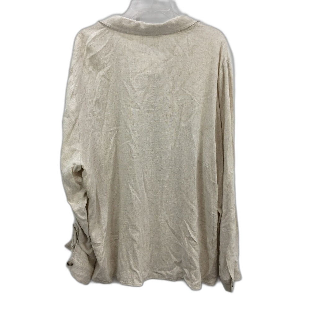 Regatta Curve Stone Cream Linen Blend Long Sleeve Button Up Shirt Size 20 NEW