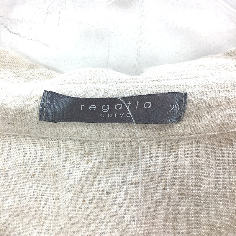 Regatta Curve Stone Cream Linen Blend Long Sleeve Button Up Shirt Size 20 NEW