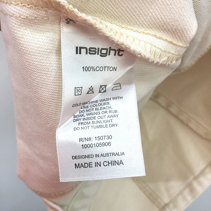 Insight Cream Sand Rio 100% Cotton Button Up Short Sleeve Denim Dress Size S NEW