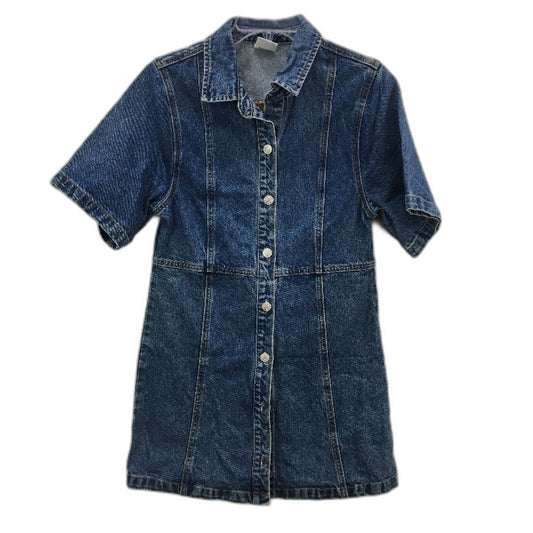 Insight Rio 100% Cotton Button Up Short Sleeve Blue Denim Dress Size Medium NEW