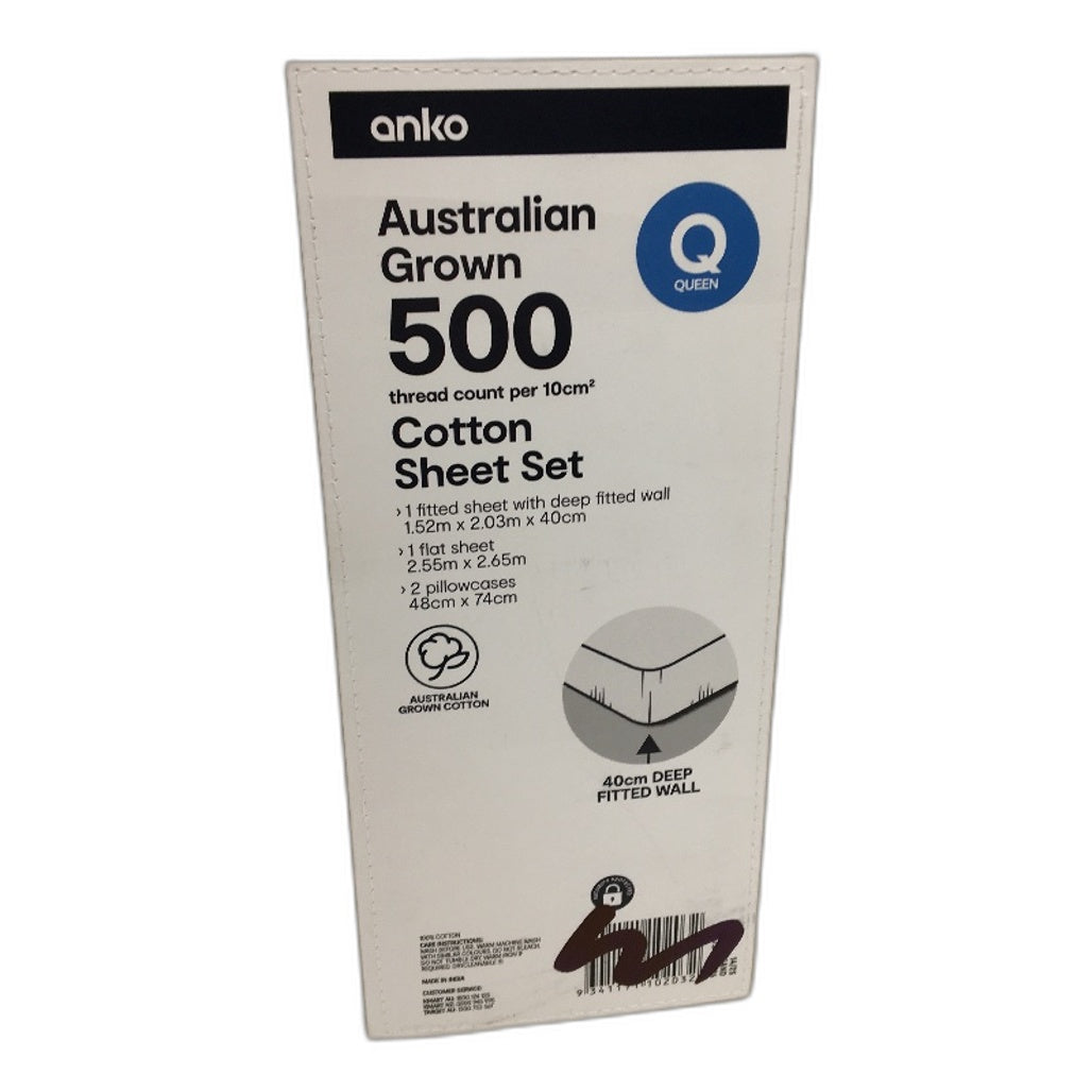 500 Thread Count Per 10cm Sand Beige Australian Cotton Sheet Set Size QUEEN NEW