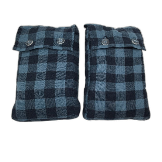 Target 2 Piece Darby Blue Gingham Linen Cotton Blend European Pillowcases NEW