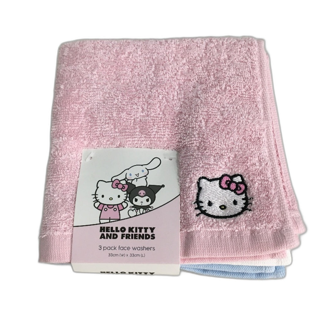 Hello Kitty and Friends Beach Towel and 3 Pack Face Washers Bundle NEW