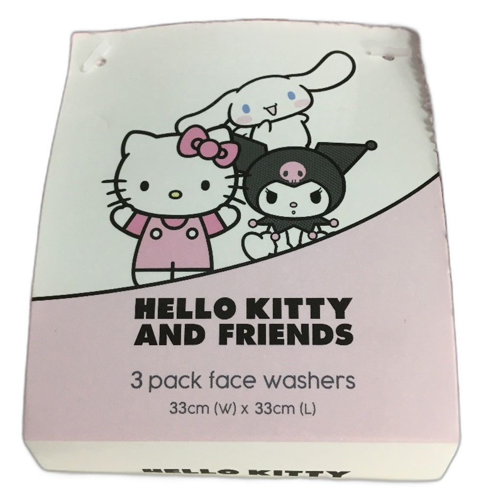 Hello Kitty and Friends Beach Towel and 3 Pack Face Washers Bundle NEW