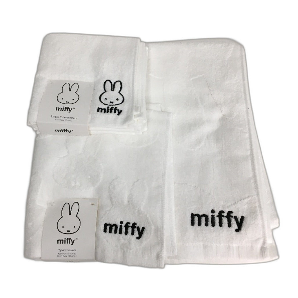 Miffy 3pk Face Washers, Towels and Super Soft Throw Blanket Bundle NEW