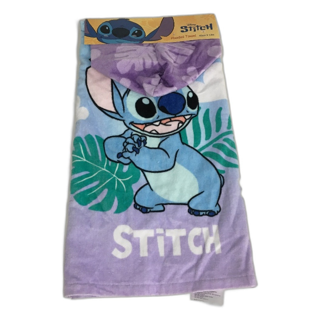 Stitch Plush Character Pillow, Hooded Towel and 24oz Water Bottle Bundle NEW