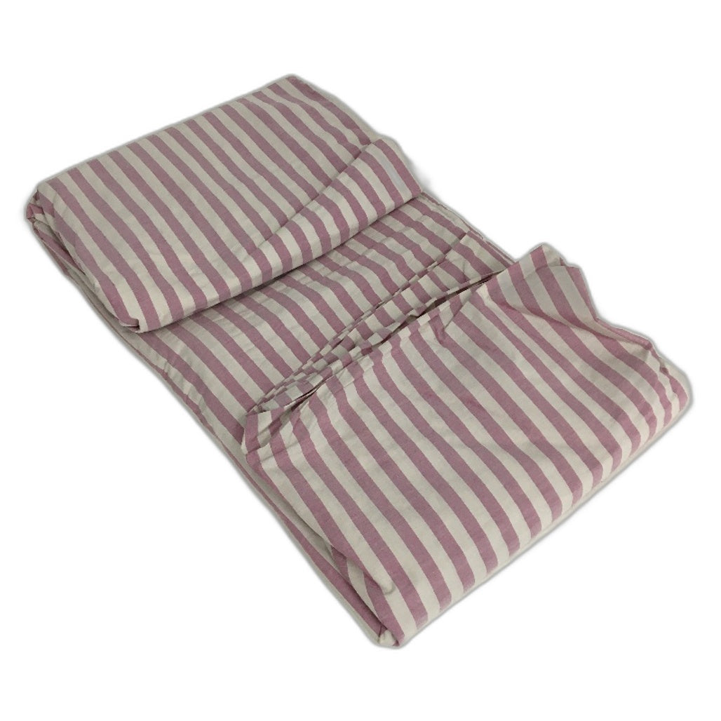 Stonewashed Pink Stripe Flat and Fitted Sheet Set with Pillowcases QUEEN NEW