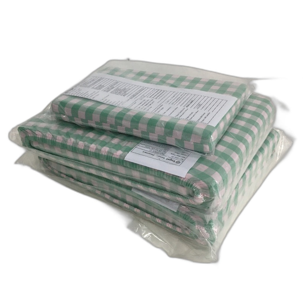 Target Grayson Gingham Mint and Pink Cotton Sheet Set Size QUEEN NEW