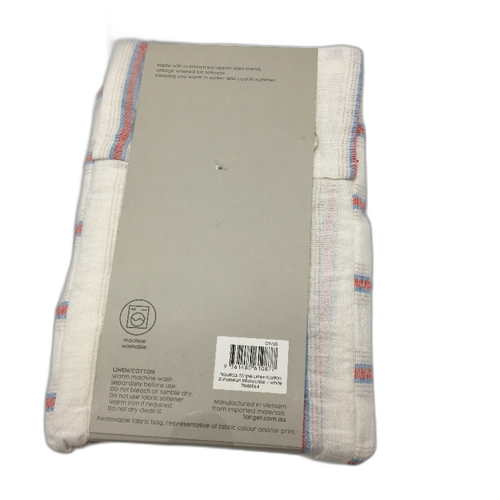 Target Nautical Stripe Linen Cotton Vintage Wash European Pillowcase 65x65cm NEW