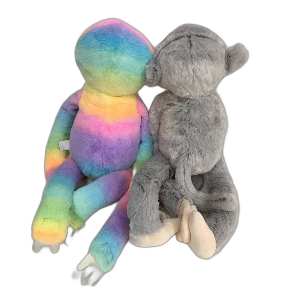 Rainbow Sloth & Monkey 2 Pack Super Soft Fluffy Fastener Hanging Plush Toy NEW